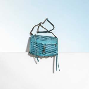 Rebecca Minkoff Perforated MAC Crossbody Bag in Teal Blue Leather